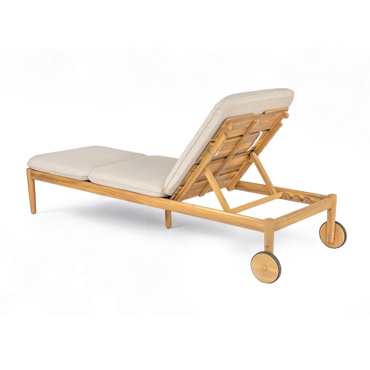 Riviera Outdoor Chaise Lounge with Wheels, Acacia Wood Frame (S/2)