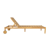 Riviera Outdoor Chaise Lounge with Wheels, Acacia Wood Frame (S/2)