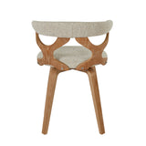Oatmeal Fabric Swivel Dining Chair with Whitewashed Wood — rear view