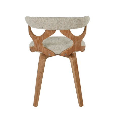 Oatmeal Fabric Swivel Dining Chair with Whitewashed Wood — rear view