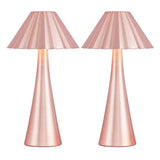 Light Pink Metal LED Table Lamps — pair on a white background