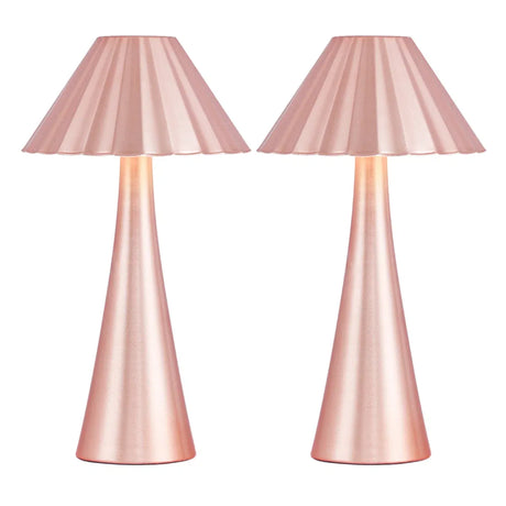 Light Pink Metal LED Table Lamps — pair on a white background