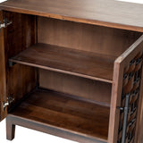 Koa Woven Wood Cabinet with Textured Door Fronts, Dark Brown Reclaimed Pine - OROA Modern Furniture