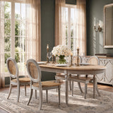 Colette Reclaimed Pine Oval Dining Table, Antique Natural Brown Top and Blue-Grey Base - OROA Modern Furniture