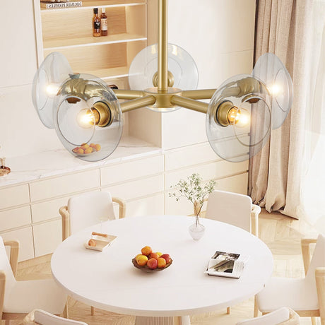 Modern Gold 5-Light Sputnik Chandelier with Clear Glass Shades