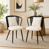 Black Rattan Dining Armchairs with cushions (2) | Catchy