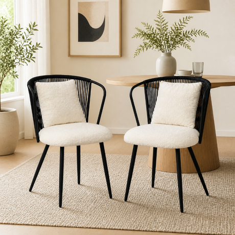 Black Rattan Dining Armchairs with cushions (2) | Catchy