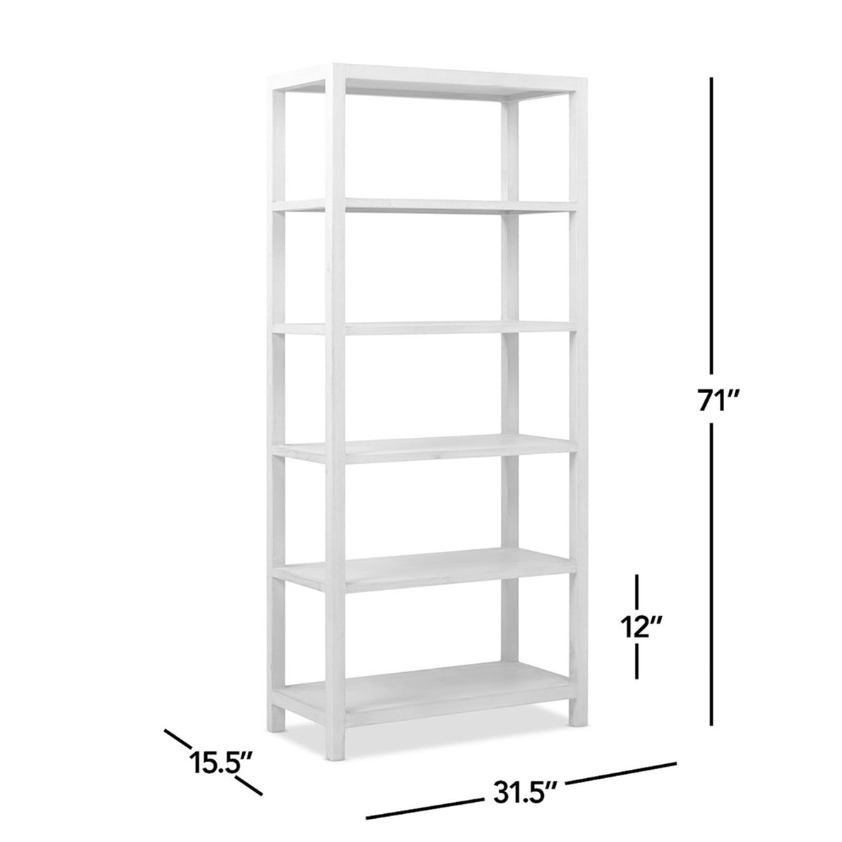 Ellis Reclaimed Pine 5-Shelf Open Frame Bookcase, Light Natural Cerused - OROA Online Furniture