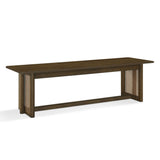 Walnut and Rattan Dining Bench