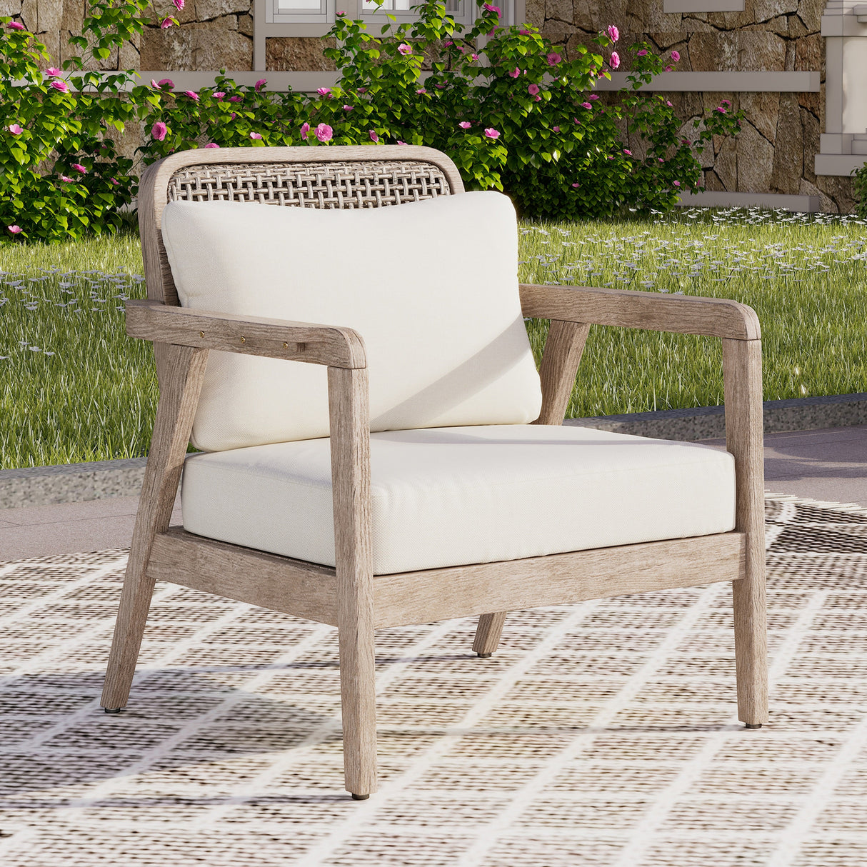 Outdoor Acacia Wood Patio Club Chair - OROA