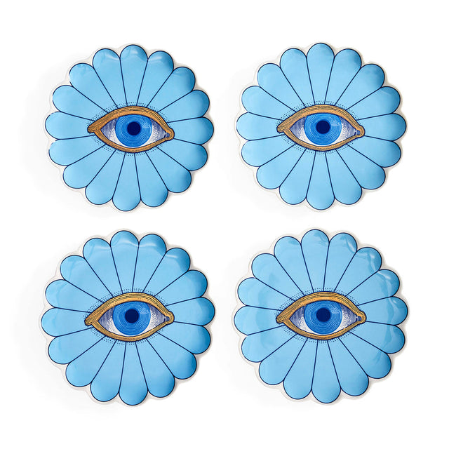 Light Blue Petal Plate Set (4) | Jonathan Adler Fleur Canapé | Oroa.com