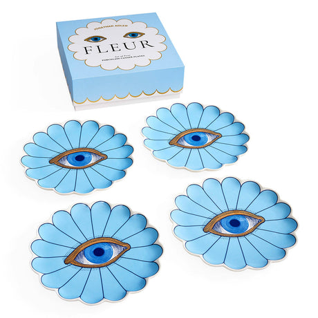 Light Blue Petal Plate Set (4) | Jonathan Adler Fleur Canapé | Oroa.com