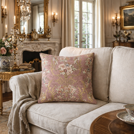 Fontainebleau Embroidered Linen Throw Pillow Cover - OROA