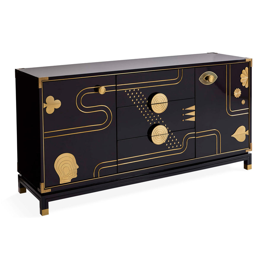 Gold Etched Black Sideboard | Jonathan Adler Gala | Oroa.com