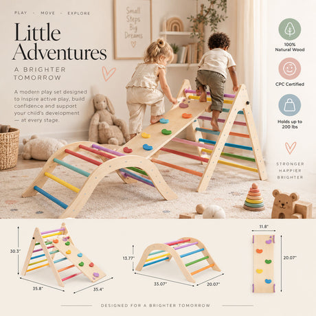 Pink Foldable Montessori Pikler Triangle Climbing Set | OROA Kids