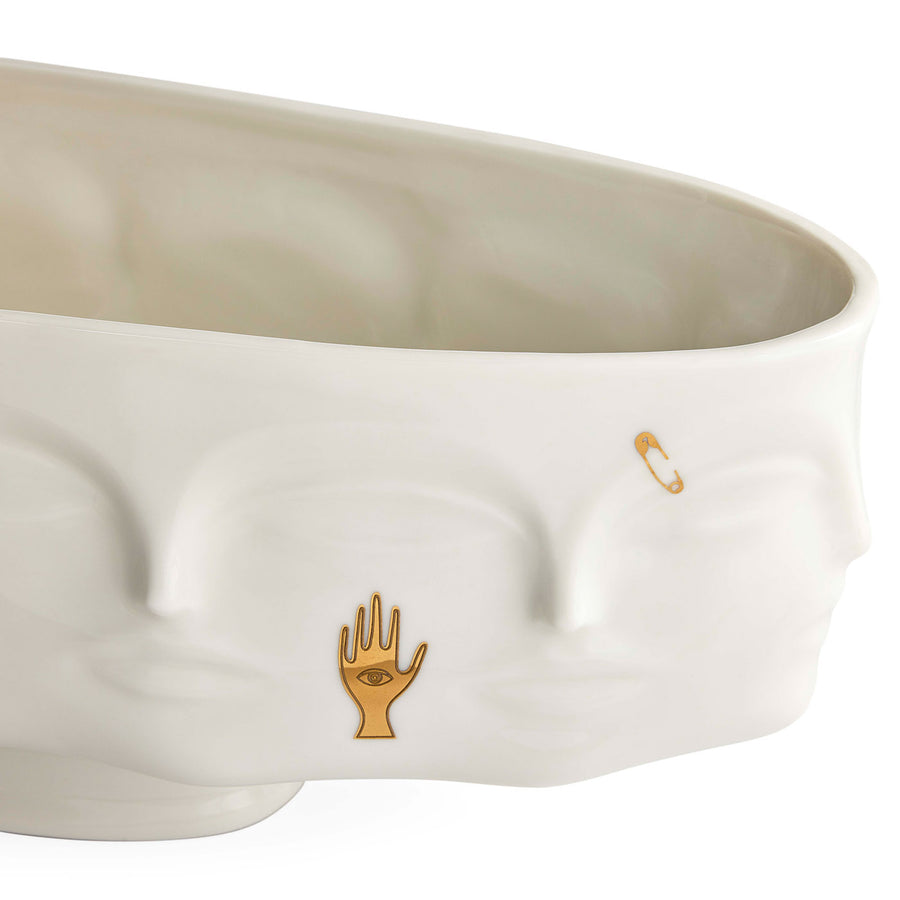 White Porcelain Gilded Long Bowl | Jonathan Adler Dora Maar | Oroa.com