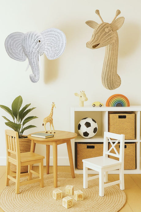 Rattan Giraffe Wall Decor | Handmade Safari Animal Decor
