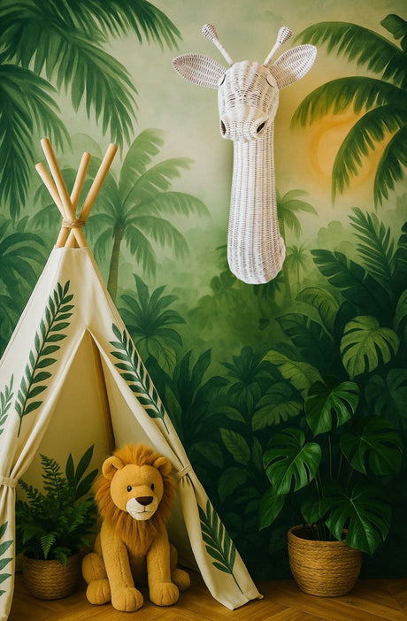Rattan Giraffe Wall Decor | Handmade Safari Animal Decor