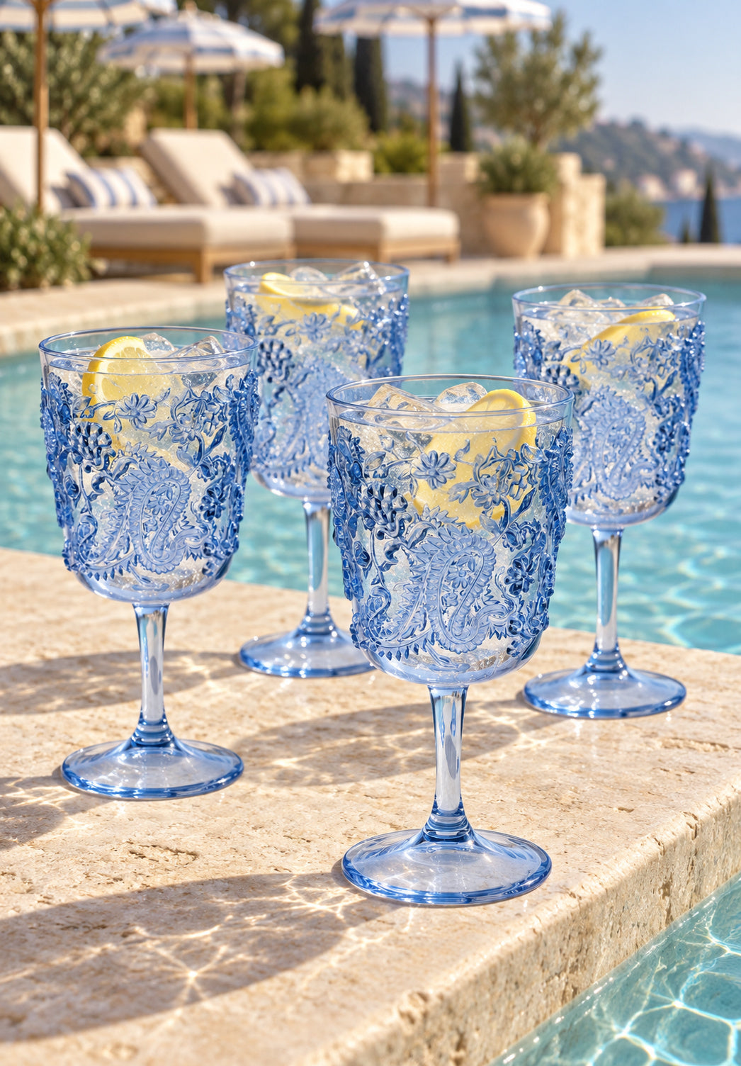 Blue Shatterproof Acrylic Wine Glasses, Set of 4 | Catchy
