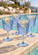 Blue Shatterproof Acrylic Wine Glasses, Set of 4 | Catchy