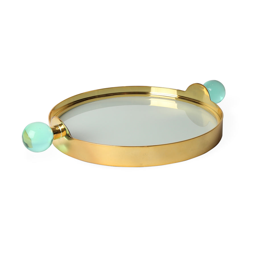 Brass Framed Round Tray | Jonathan Adler Globo | Oroa.com