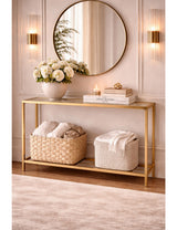 Modern European furniture -  Gold Framed Glass Console Table - www.oroa.com