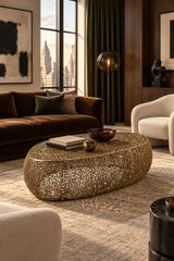 Sculptural Gold Oval Coffee Table | Catchy