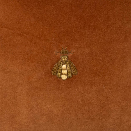 Golden Bee Silk Velvet Throw Pillow, 12" X 12"