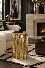 Golden Tree Trunk Accent Stool | Catchy