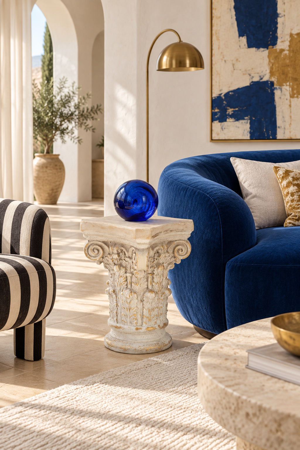 column greek side table