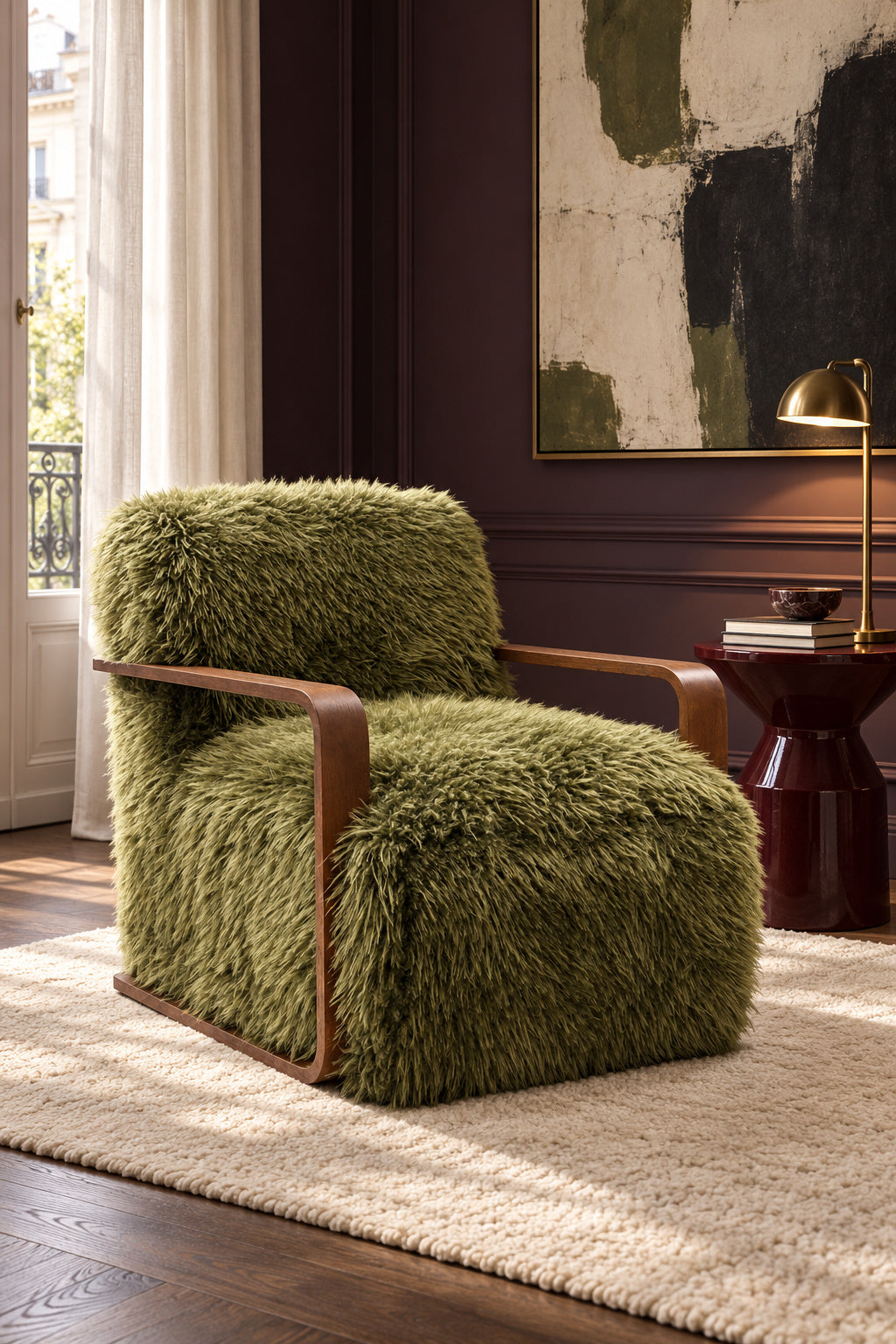 green fur chair - oroa.com