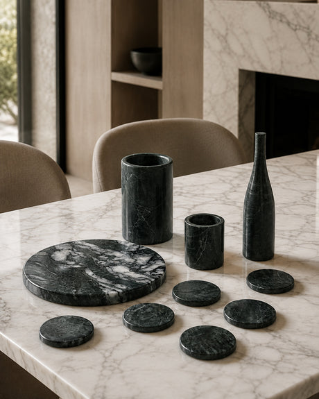 Diamond Green Marble Dining Accessories S/10 | OROA