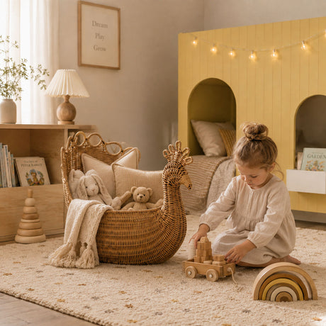 Natural Rattan Peacock Basket | OROA Kids Florabel