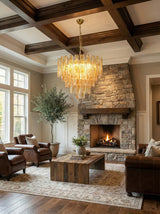 Golden Amber Geometric Glass Chandelier - OROA