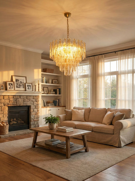Golden Amber Geometric Glass Chandelier - OROA