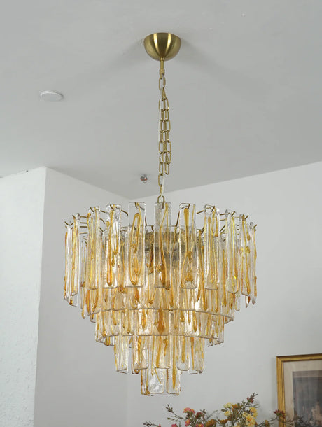 Golden Amber Geometric Glass Chandelier - OROA