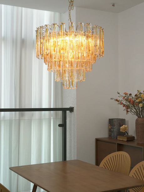 Golden Amber Geometric Glass Chandelier - OROA