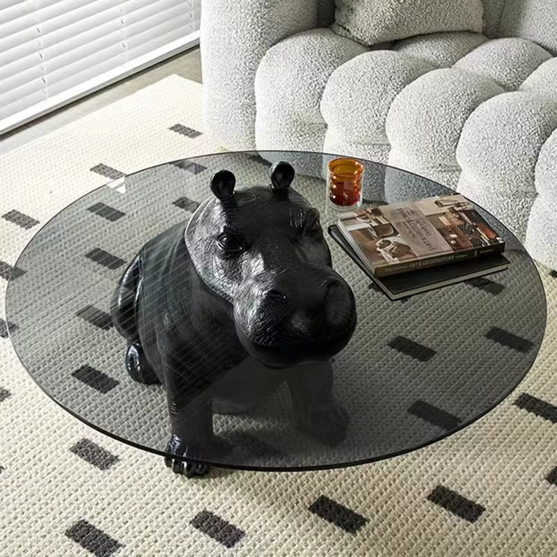 Happy As A Hippo Glass Coffee Table | Bold Theory