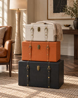 Textured Vegan Leather Nesting Trunks, Set of 3 | Catchy