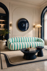 Lido Turquoise Striped Sofa | OROA DESIGN STUDIO