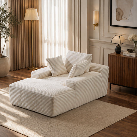 Oversized Chaise Lounge Chair White Summer - OROA