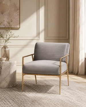   Gray Velvet Lounge Chair | Oroa.com