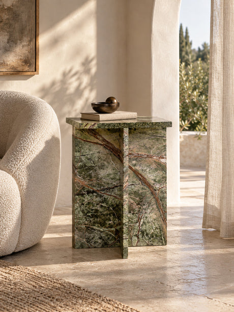 Marble side tables and decor