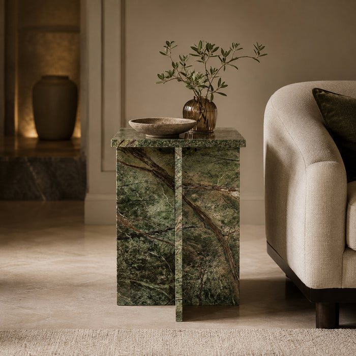 marble green side table.
