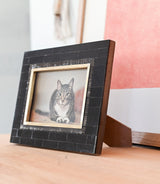 Andhera 4x6 Black Picture Frame - Hand Carved Horn, Brass Inlay