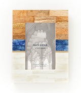 Kaveri 4x6 Natural, Blue, Brown Picture Frame - Carved Bone, Wood