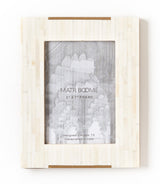 Mukhendu 5x7 Picture Frame -  Carved Bone, Brass Accent