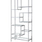 Metal bookshelf with multiple shelves on a white background