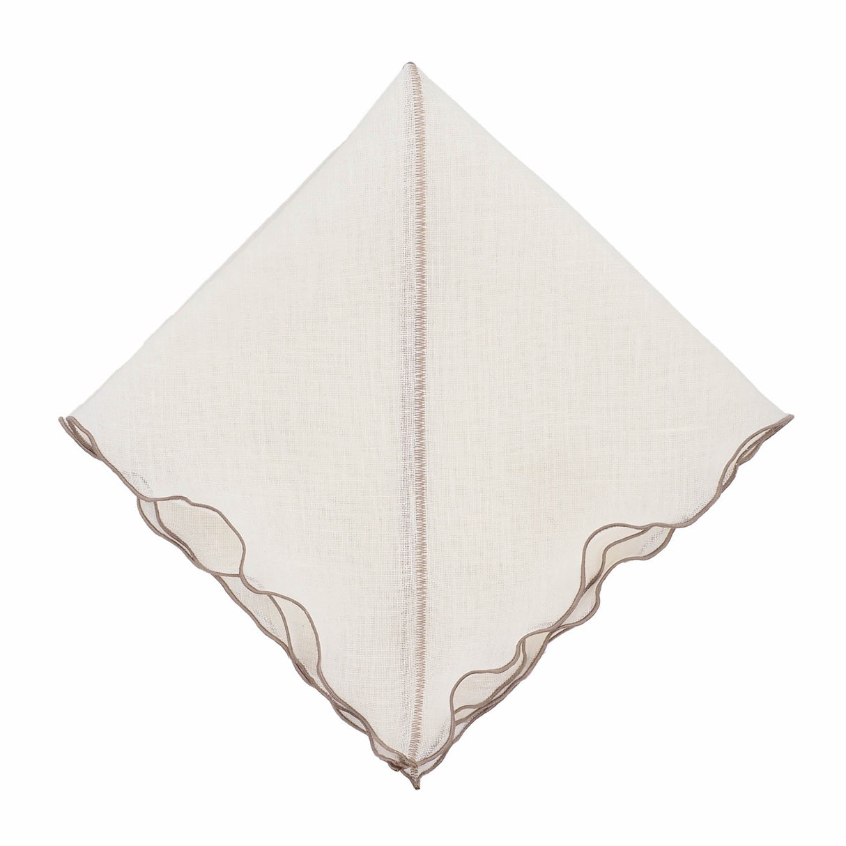 Milano Linen Napkins With Khaki Ruffled Edges Set of 4
