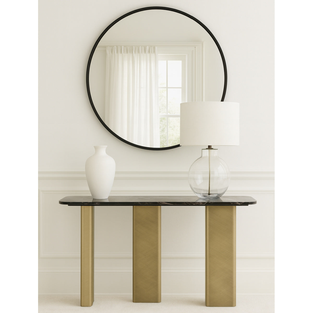 modern console table - gold legs - www.oroa.com